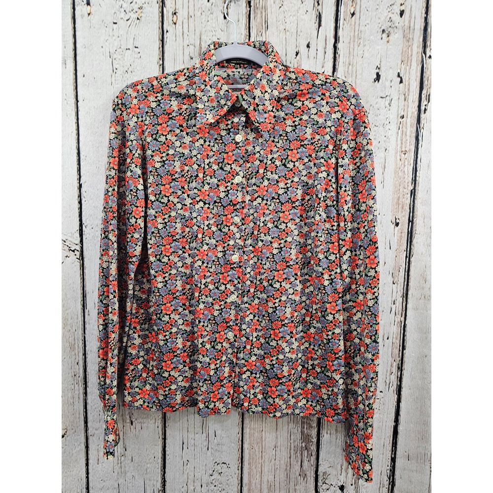 Claude Lerins France‎ Small CottageCore Prairie 70's Style Indie Button Down Top